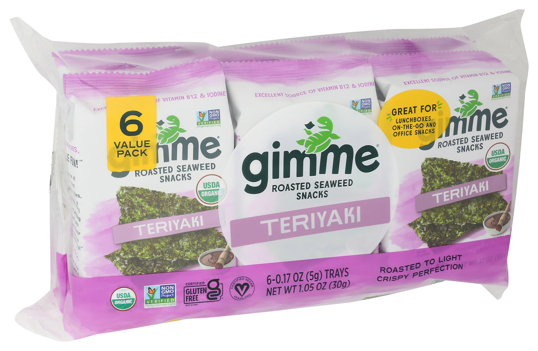 Seaweed Snacks 6pk, Teriyaki, Org, 1.05 oz