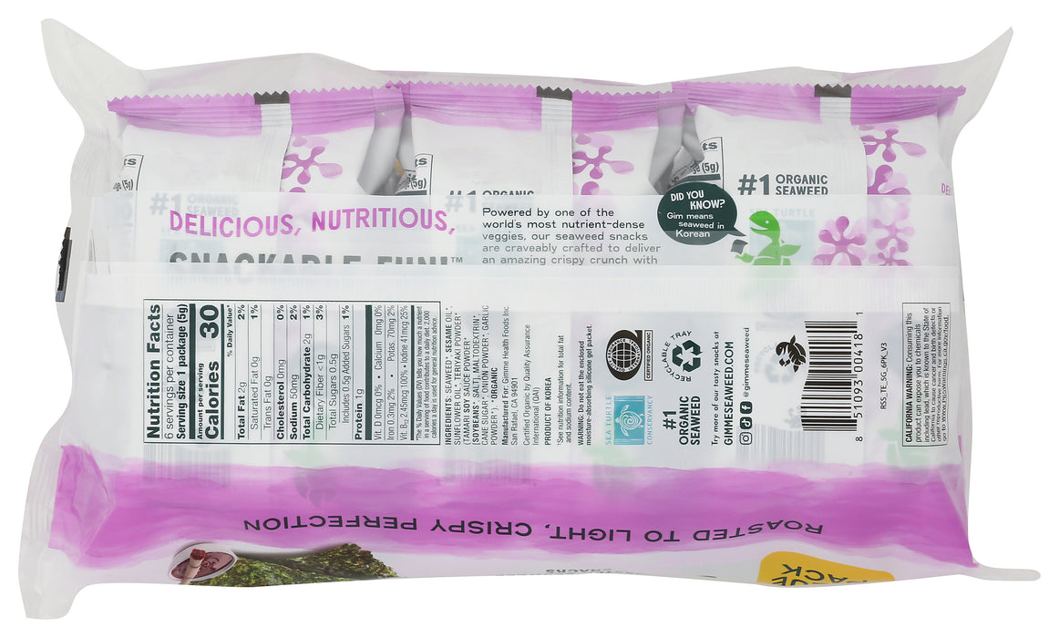 Seaweed Snacks 6pk, Teriyaki, Org, 1.05 oz