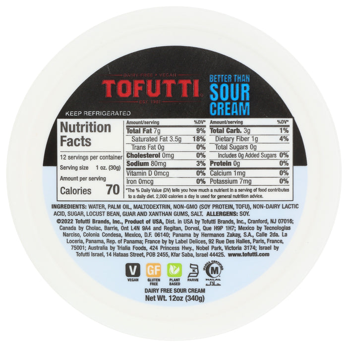 Sour Cream Non-Hydroginated, DF, 12 oz