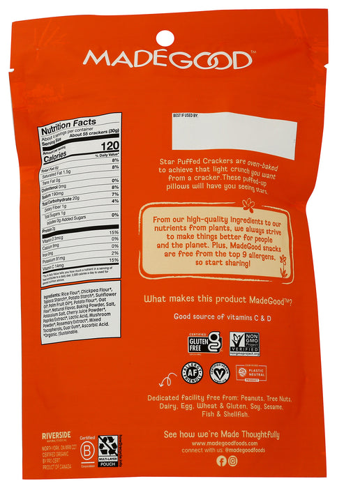 Star Puffed Crackers, Cheddar, GF Org, 4.26 oz