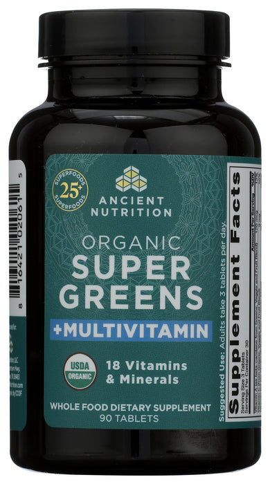 Super Greens, Multivitamin, Org, 30 serv/90 tab