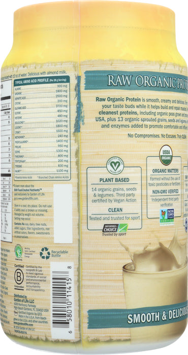 Raw Organic Protein, Unflavored, 560 g