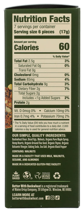 Fig & Thyme Buckwheat Crackers, 4 oz