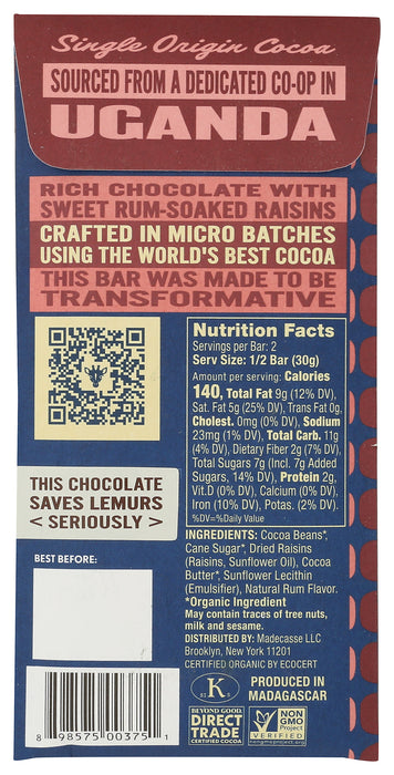 Chocolate Bar, 70%, Rum, 2.12 oz