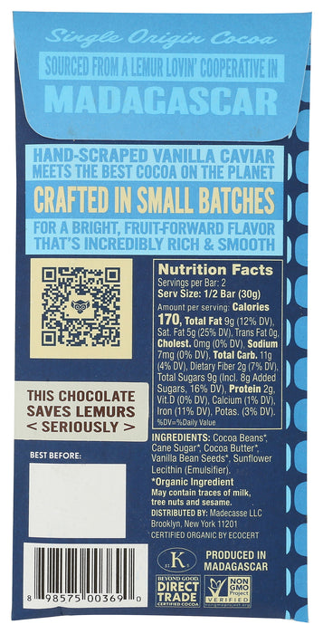 Chocolate Bar, 72%, Vanilla Bean, 2.12 oz