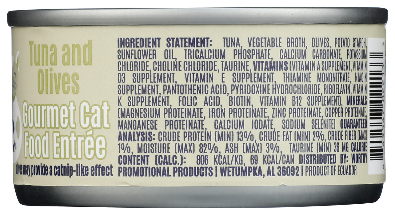 Wet Cat Food, Tuna & Olives, 3 oz