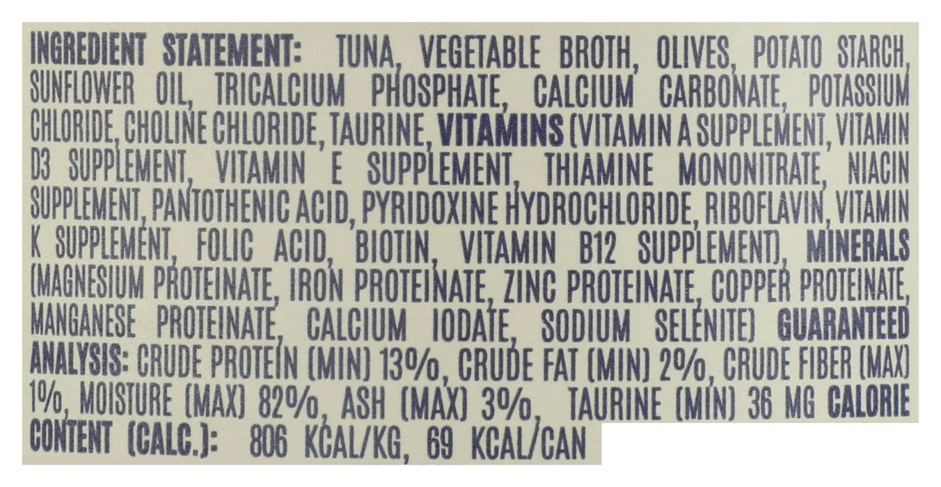 Wet Cat Food, Tuna & Olives, 3 oz