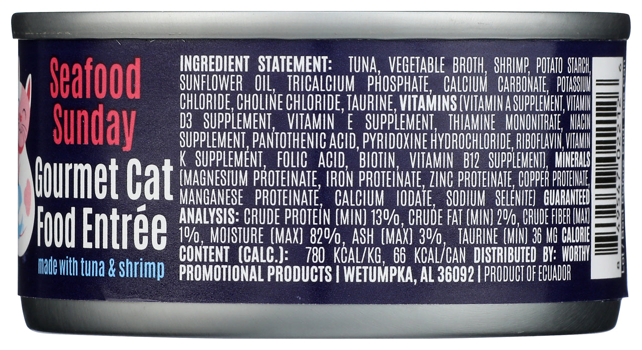 Wet Cat Food, Tuna & Shrimp, 3 oz