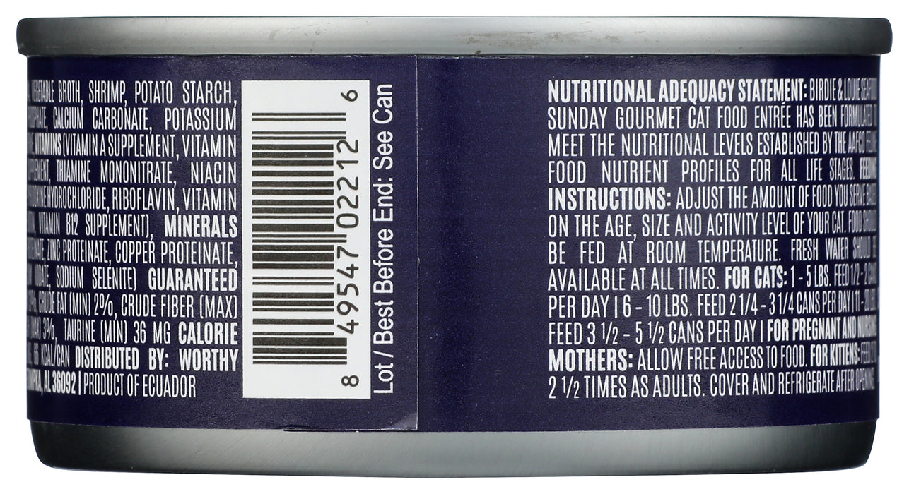 Wet Cat Food, Tuna & Shrimp, 3 oz