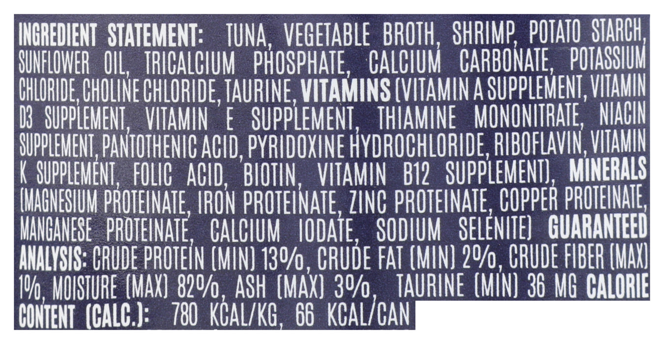 Wet Cat Food, Tuna & Shrimp, 3 oz