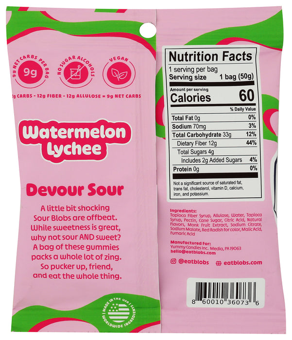 Sour Watermelon-Lychee Gummy Candy, 1.8 oz