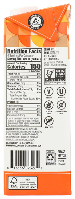 Pumpkin Spice Oat Creamer, 32 fl oz