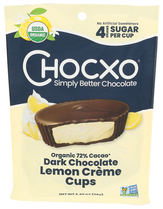 Lemon Creme Dark Chocolate Cups, 72%, Org, 3.45 oz