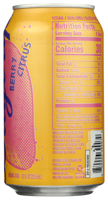 Prebiotic Berry Citrus Soda, Org, 12 fl oz