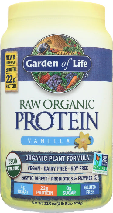 Raw Organic Protein, Vanilla, 620 g