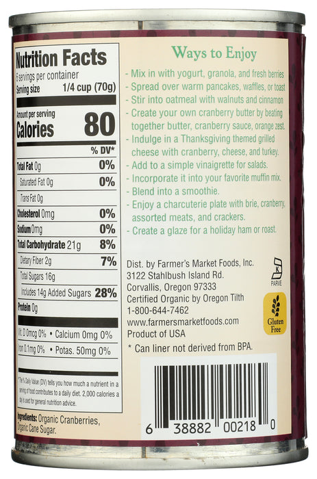Cranberry Sauce, Org, 14 oz