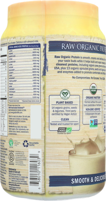 Raw Organic Protein, Vanilla, 620 g