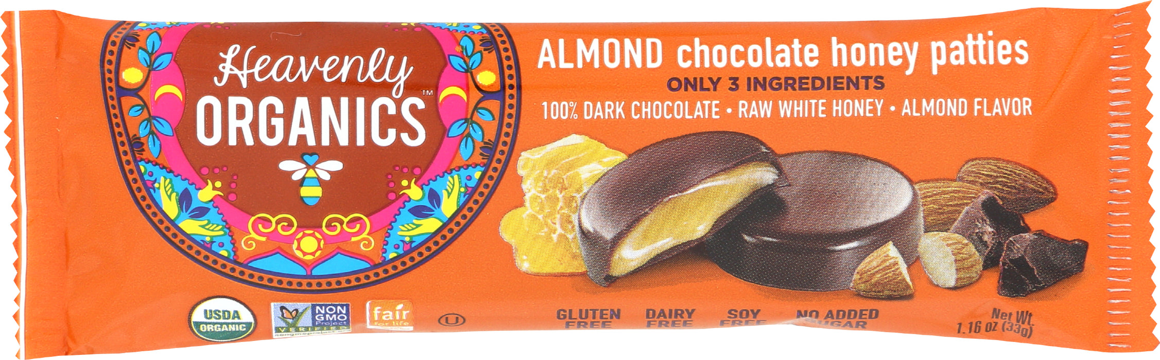 Almond Chocolate Honey Patties, Org, 3 pk, 1.2 oz