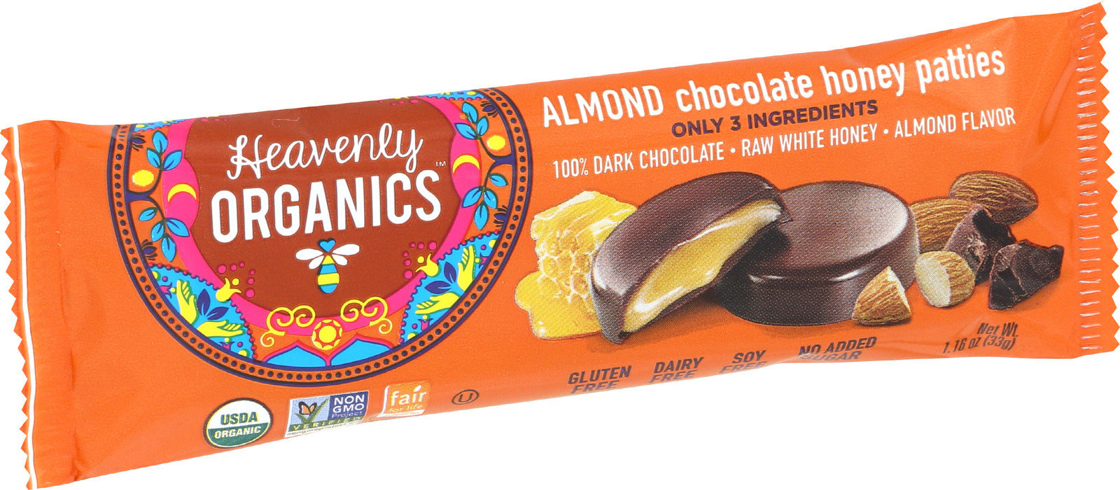 Almond Chocolate Honey Patties, Org, 3 pk, 1.2 oz