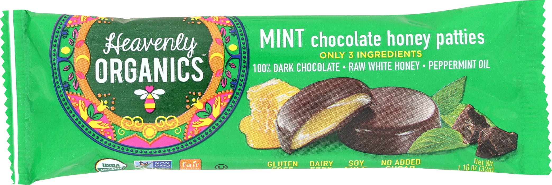 Mint Chocolate Honey Patties, Org, 3 pk, 1.2 oz
