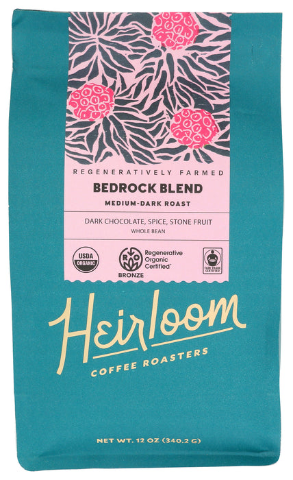 Bedrock Blend Medium Dark Roast Coffee, Org, 12 oz