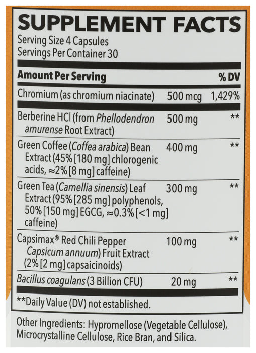 GLP-1 Support w/ Berberine HCI, 120 vcap