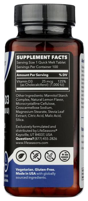 Vitamin D3, 25mcg, Lemon, 100 melts