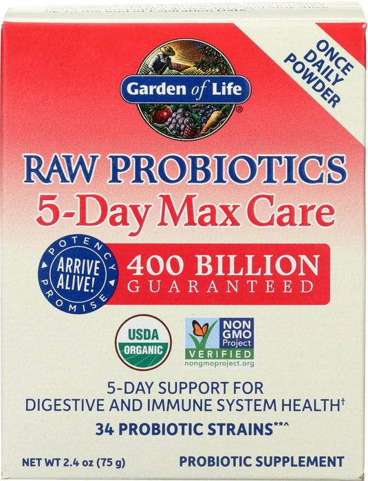 Raw Probiotics, 5-Day Max Care, Org, 75 g