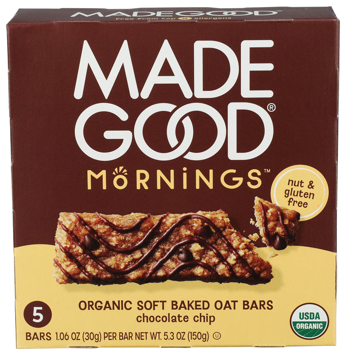 Soft Baked Oat Bars, Chocolate Chip, Org, 5.3 oz