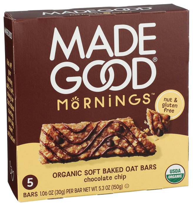 Soft Baked Oat Bars, Chocolate Chip, Org, 5.3 oz