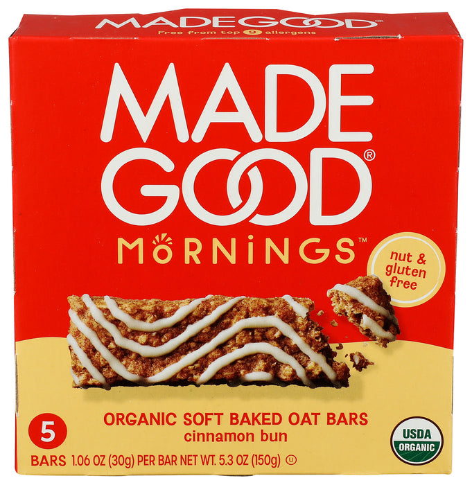 Soft Baked Oat Bars, Cinnamon Bun, Org, 5.3 oz