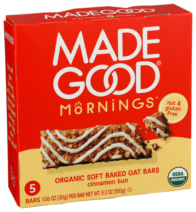 Soft Baked Oat Bars, Cinnamon Bun, Org, 5.3 oz