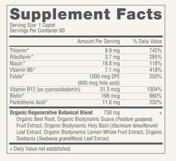 Organic Vitamin B Complex, 60 capl