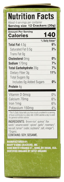 Herb Original Crackers, Org GF, 4 oz