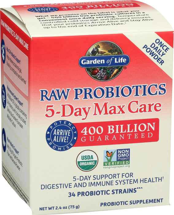 Raw Probiotics, 5-Day Max Care, Org, 75 g