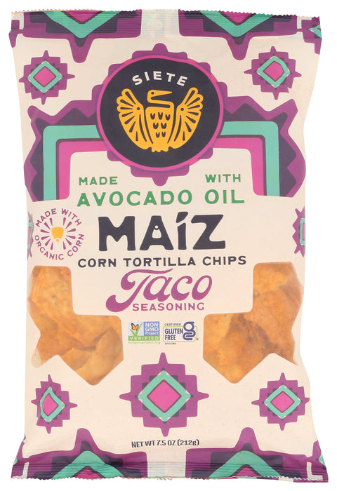 Avocado Oil Corn Tortilla Chips, Taco Seasoning, GF, 7.5 oz