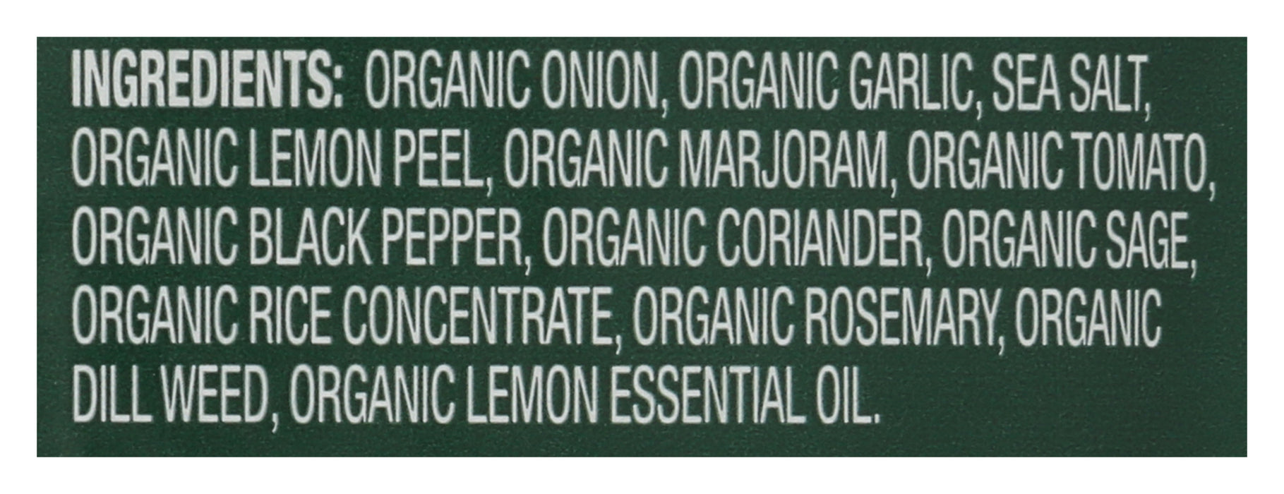 Mediterranean Lemon Seasoning Mix, Org GF, .85 oz