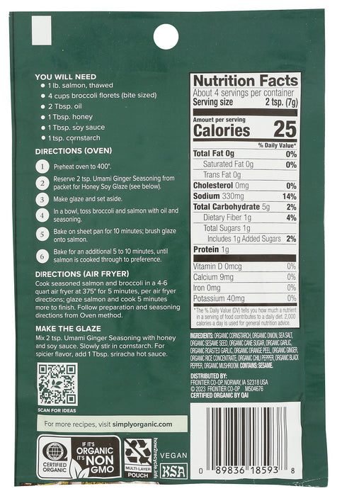 Unami Ginger Seasoning, Org, GF, .99 oz