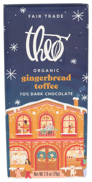 Gingerbread Toffee, 70% Dark Chocolate, Org GF, 2.8 oz