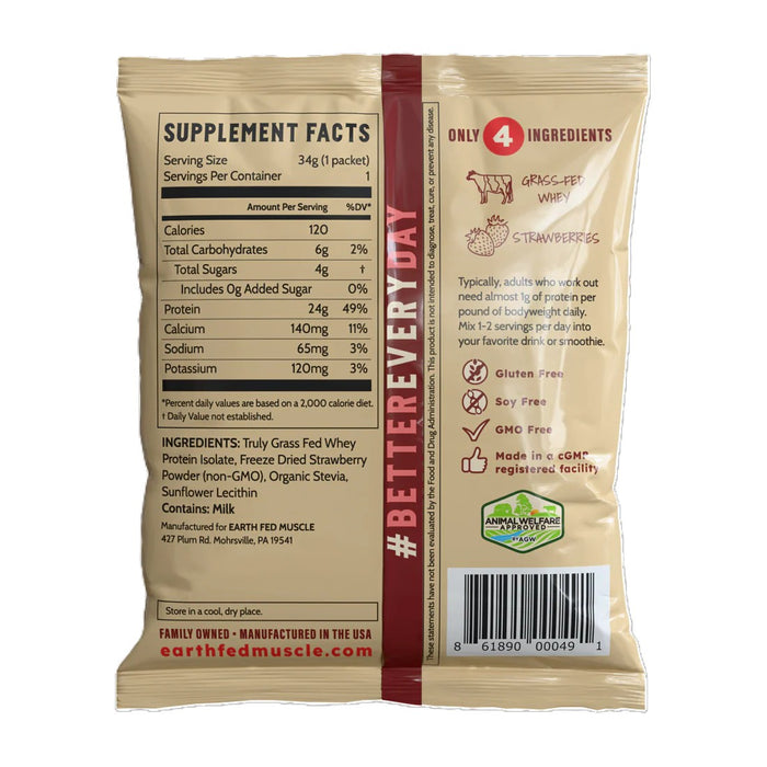 Strawberry Feels Whey Protein, GF, single serve, 1.2 oz