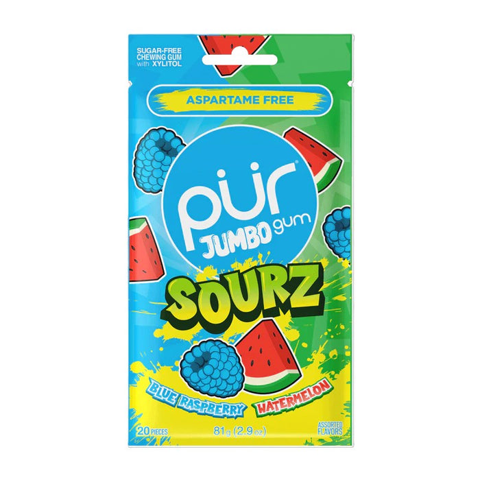 Blue Raspberry & Watermelon Sourz Gum, 20 pc/ 2.9 oz