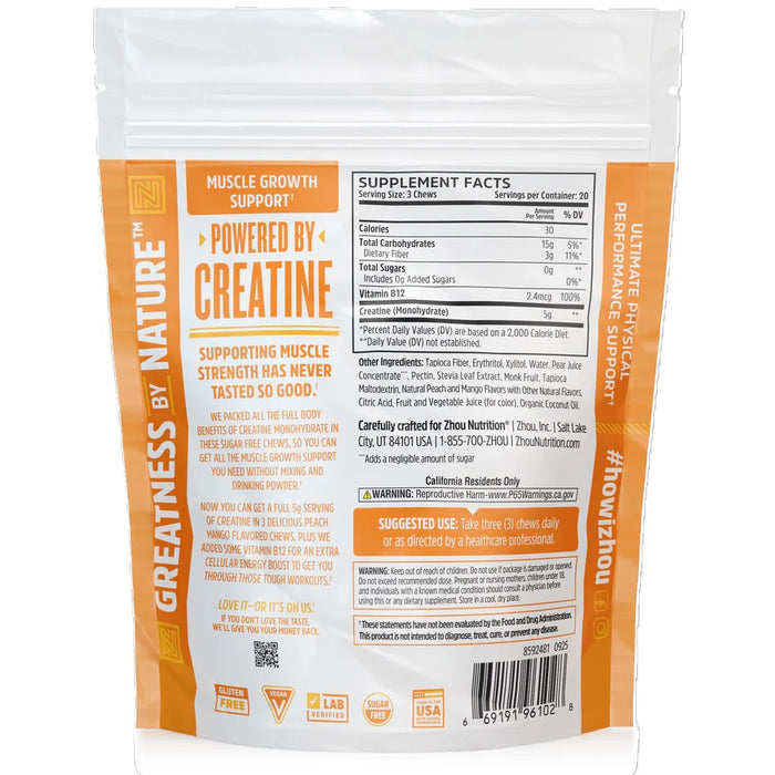 Creatine Chews, 5 gm, Peach Mango, 60 ct