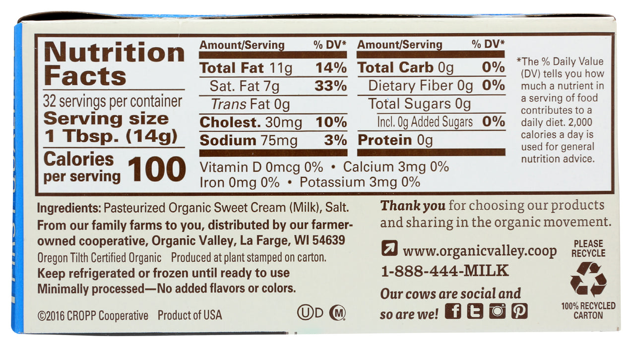 Salted Butter Sticks, Org, 16 oz