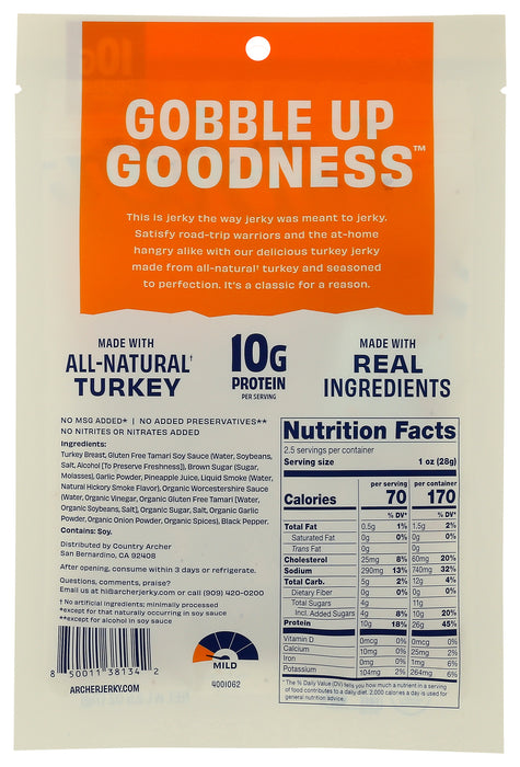 Turkey Jerky, Hickory Smoke, 2.5 oz