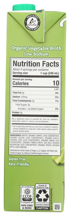 Vegetable Broth - Low Sodium, Org, 32 fl oz