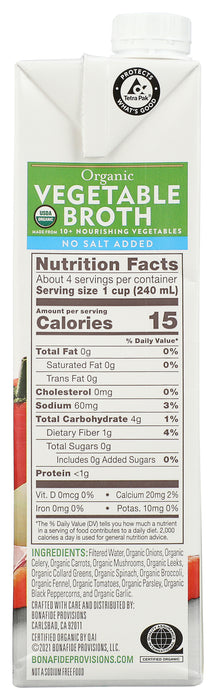 Vegetable Broth - No Salt Added, Org, 32 fl oz