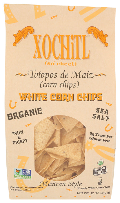 White Corn Chips, Sea Salt, Org, 12 oz
