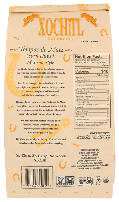 White Corn Chips, Sea Salt, Org, 12 oz