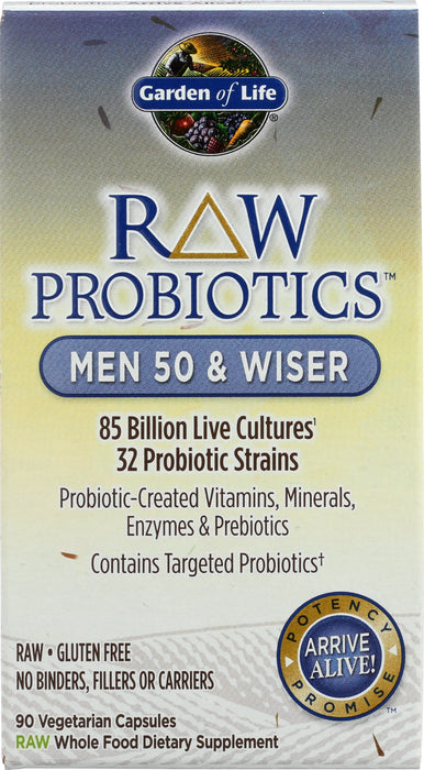 Raw Probiotics, Men 50 and Wiser, 90 cap