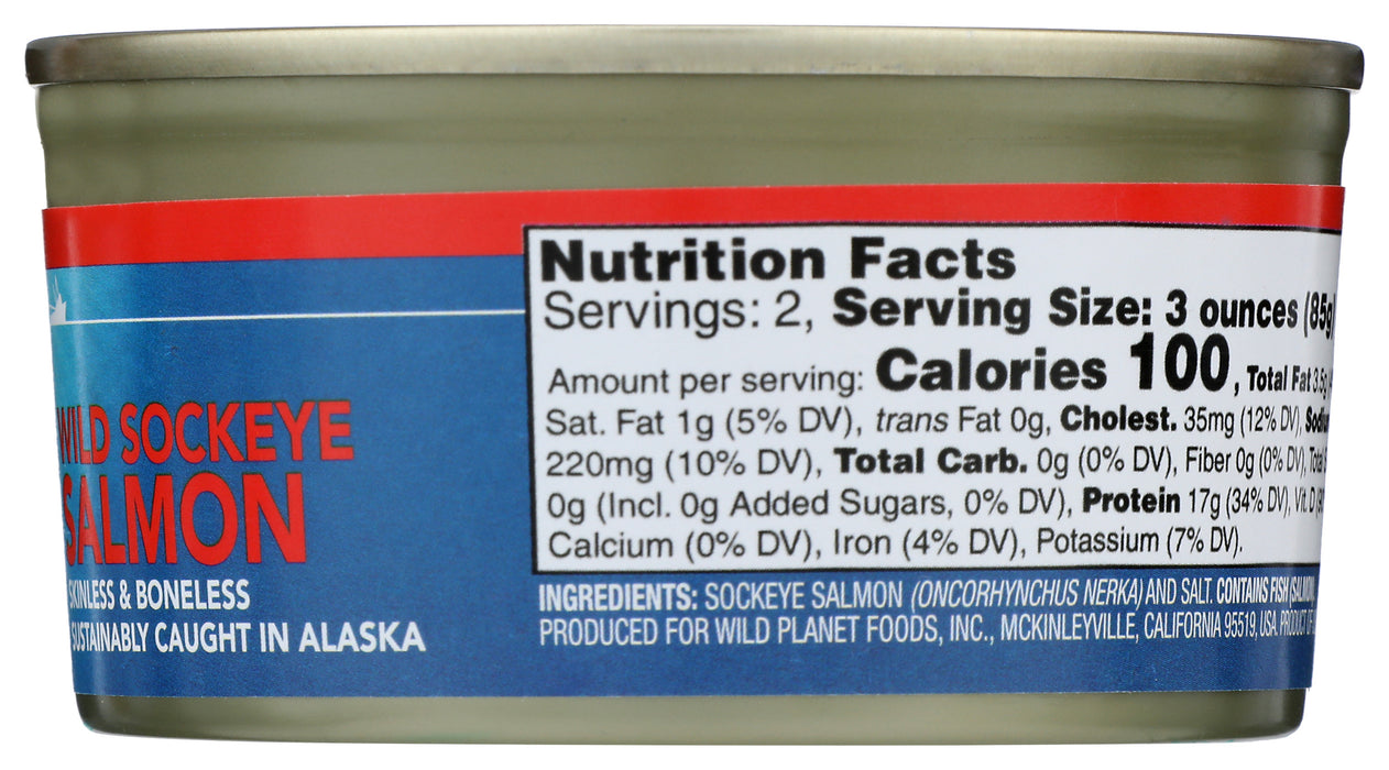 Wild Sockeye Salmon, Skinless & Boneless, 6 oz